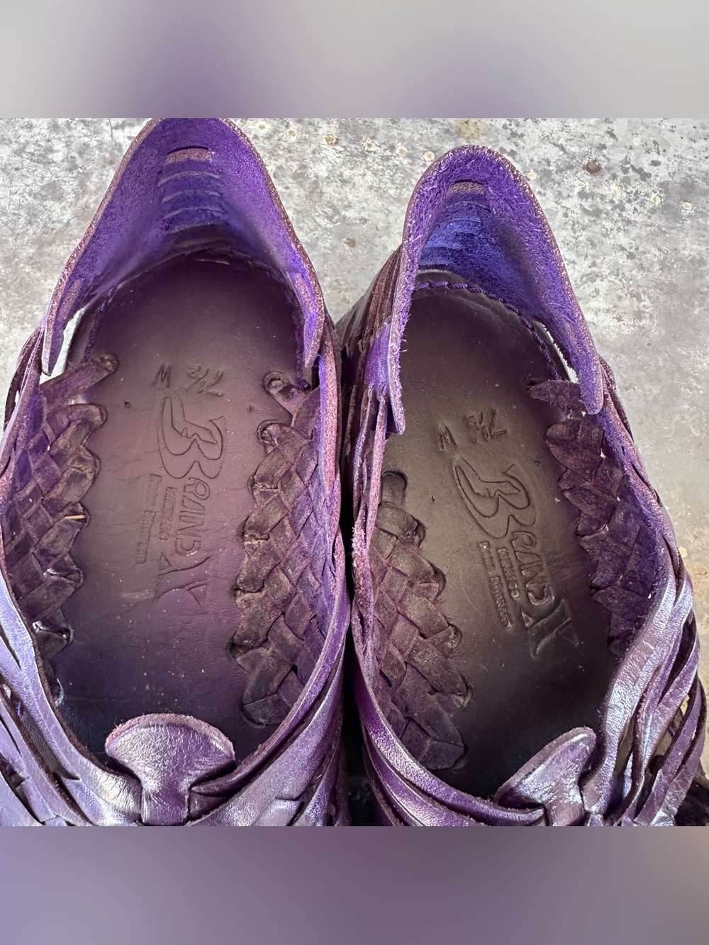 2 Brand X Sandals Leather Huaraches Red & Purple Size 7.5 - Picture 5 of 11